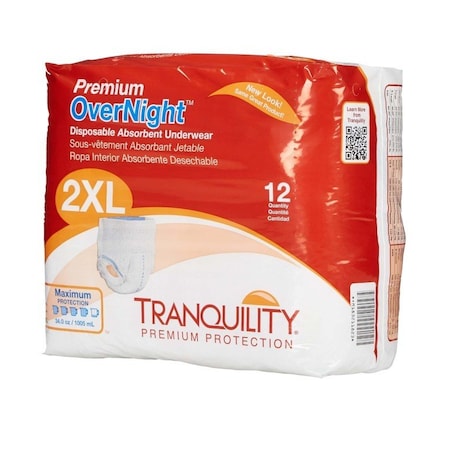 Tranquility Premium Overnight Absorbent Underwear, Extra Extra Large, 48PK 2118